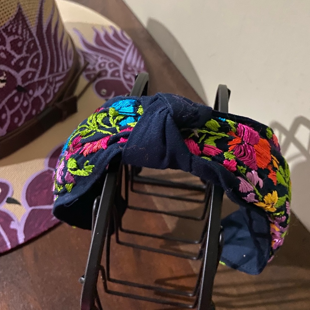 Multicolor handmade embroidered floral headband